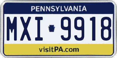 PA license plate MXI9918