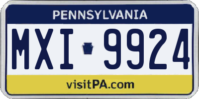 PA license plate MXI9924