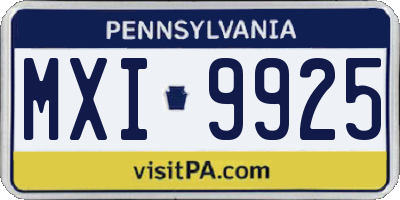 PA license plate MXI9925