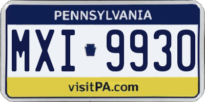 PA license plate MXI9930