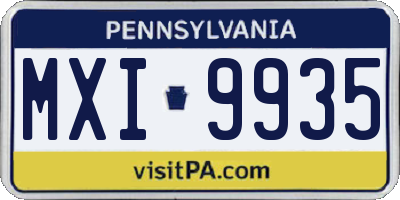 PA license plate MXI9935