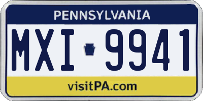 PA license plate MXI9941