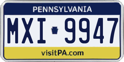 PA license plate MXI9947