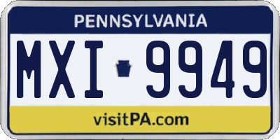 PA license plate MXI9949