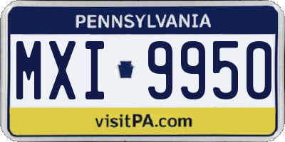 PA license plate MXI9950