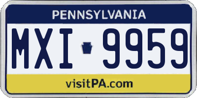 PA license plate MXI9959