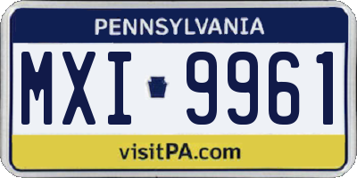 PA license plate MXI9961