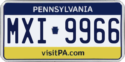 PA license plate MXI9966