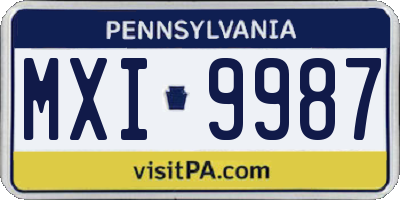 PA license plate MXI9987
