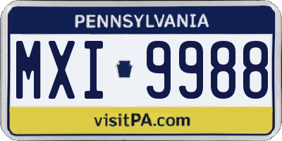 PA license plate MXI9988
