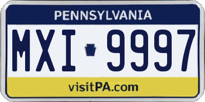 PA license plate MXI9997