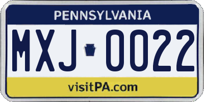 PA license plate MXJ0022