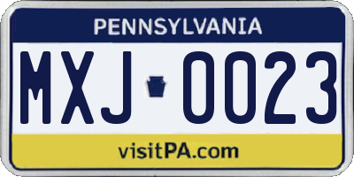 PA license plate MXJ0023