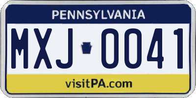 PA license plate MXJ0041