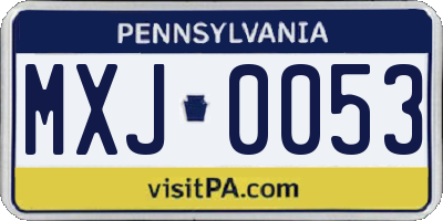PA license plate MXJ0053