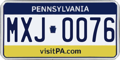 PA license plate MXJ0076