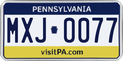 PA license plate MXJ0077