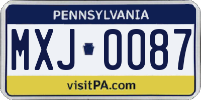 PA license plate MXJ0087