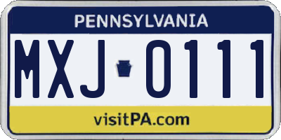 PA license plate MXJ0111