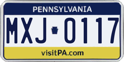 PA license plate MXJ0117