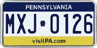 PA license plate MXJ0126