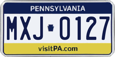 PA license plate MXJ0127