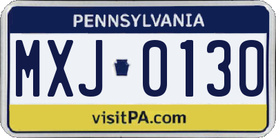 PA license plate MXJ0130