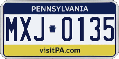 PA license plate MXJ0135