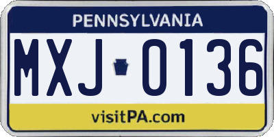 PA license plate MXJ0136