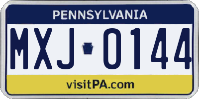 PA license plate MXJ0144