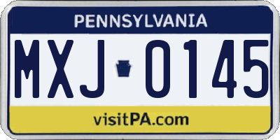 PA license plate MXJ0145