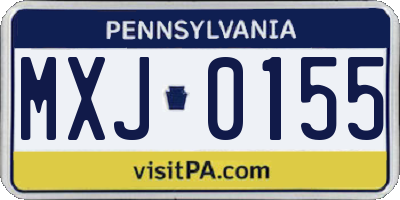 PA license plate MXJ0155