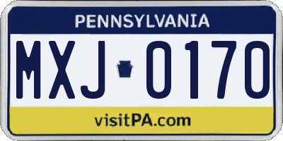 PA license plate MXJ0170