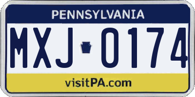 PA license plate MXJ0174