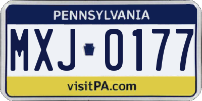 PA license plate MXJ0177