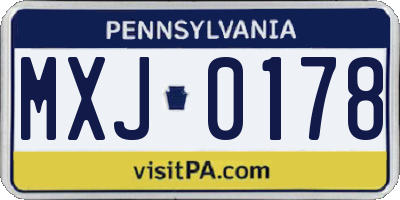 PA license plate MXJ0178
