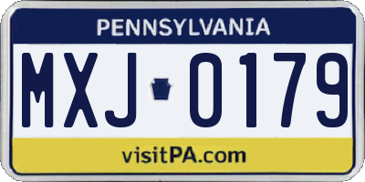 PA license plate MXJ0179