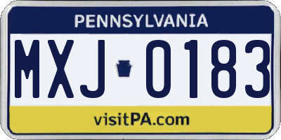 PA license plate MXJ0183