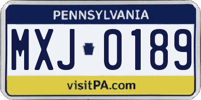 PA license plate MXJ0189
