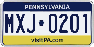 PA license plate MXJ0201