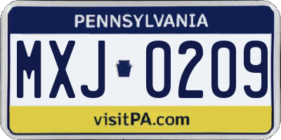 PA license plate MXJ0209