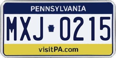 PA license plate MXJ0215
