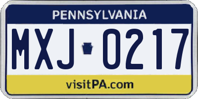 PA license plate MXJ0217