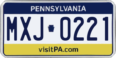 PA license plate MXJ0221