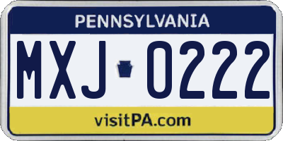 PA license plate MXJ0222