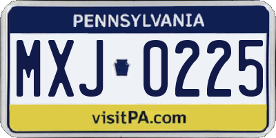 PA license plate MXJ0225
