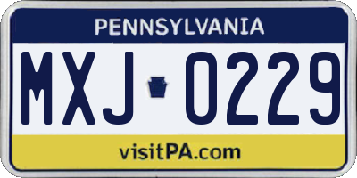 PA license plate MXJ0229