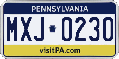 PA license plate MXJ0230