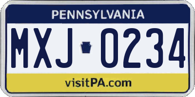 PA license plate MXJ0234