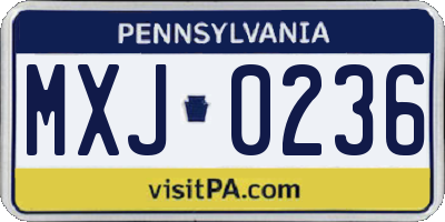 PA license plate MXJ0236
